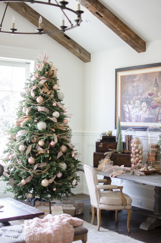 Elegant Christmas Decor in Blush, Rose Gold, and Copper