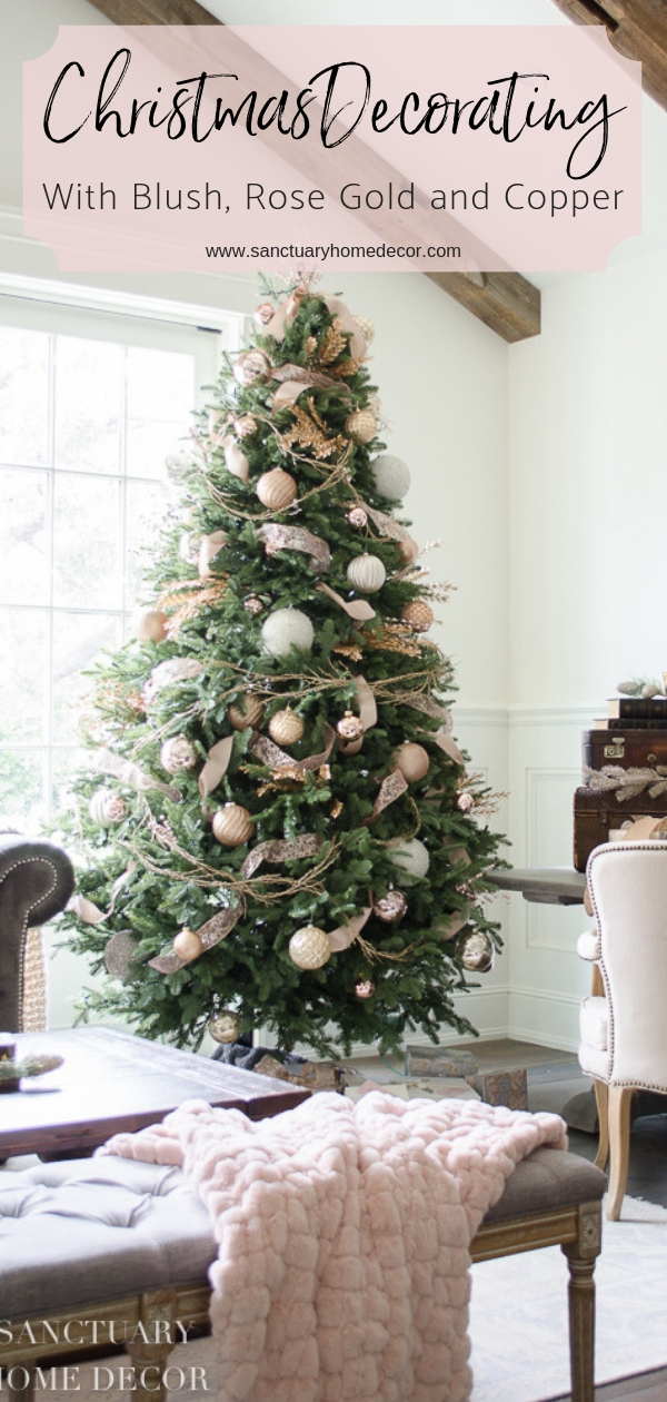 Elegant Christmas Decor in Blush, Rose Gold, and Copper