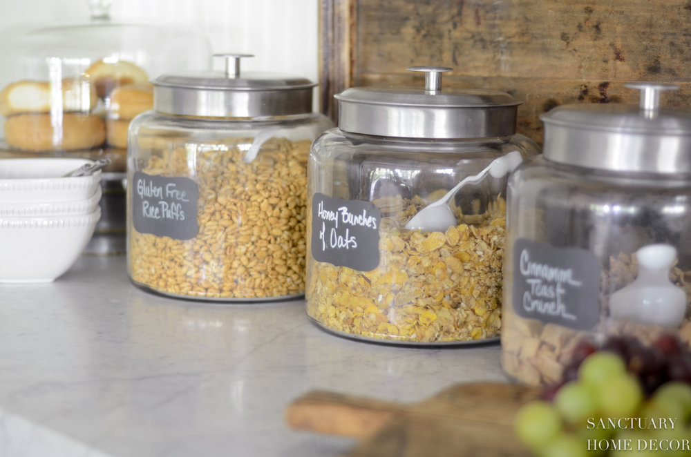 Glass jars with chalk labels