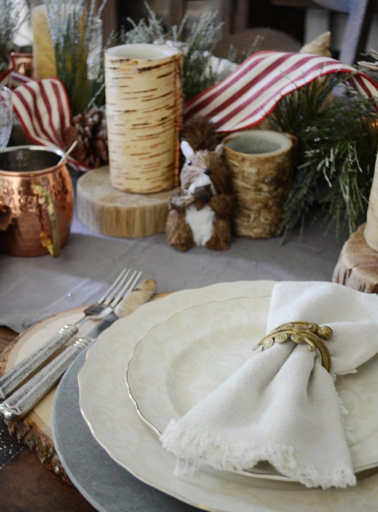 Simple Woodland and Pine Cone Christmas Table Setting - Home with Holliday