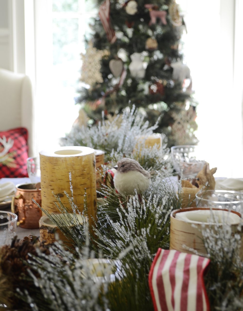 Simple Woodland and Pine Cone Christmas Table Setting - Home with Holliday