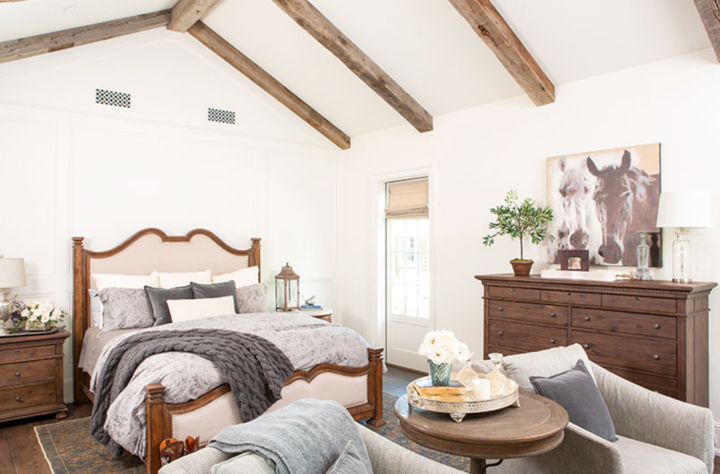 Master Bedroom with wood beams.