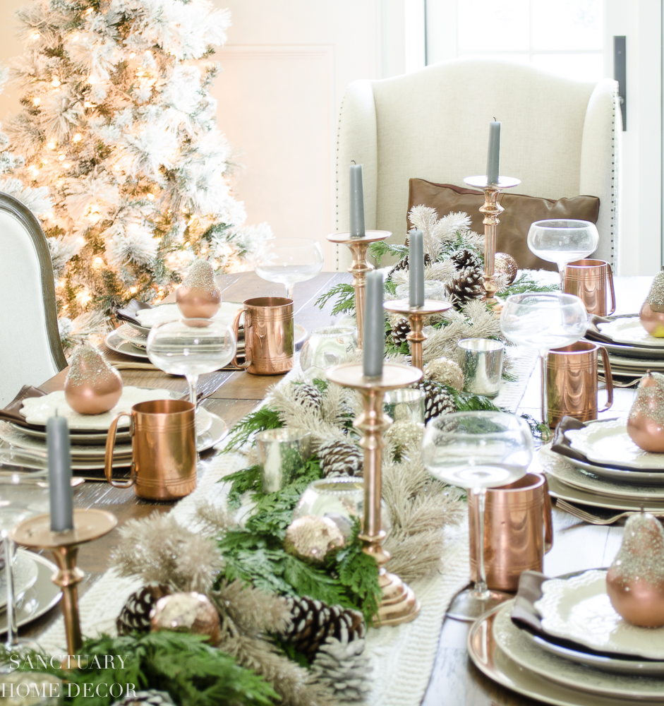 A Christmas Table with Pink Christmas Dinner Plates - MY 100 YEAR