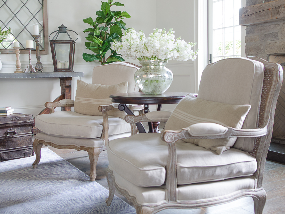 Light and Bright family room refresh in 5 easy steps-French Linen chairs