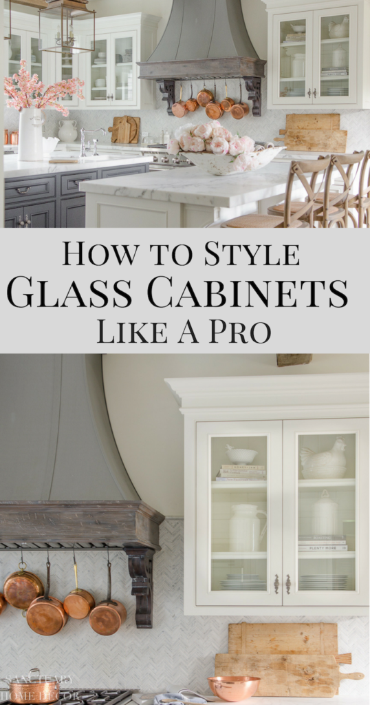 How to Style Glass Kitchen Cabinets-White Kitchen Cabinets with Glass