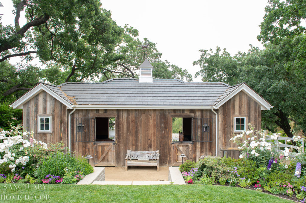 Horse Barn Reclaimed Wood -Country Garden in Full Bloom
