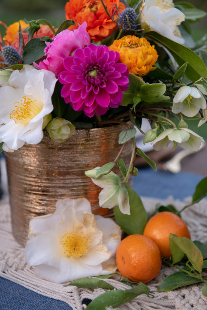 Bohemian table setting - Floral design-Colorful florals-Bohemian florals