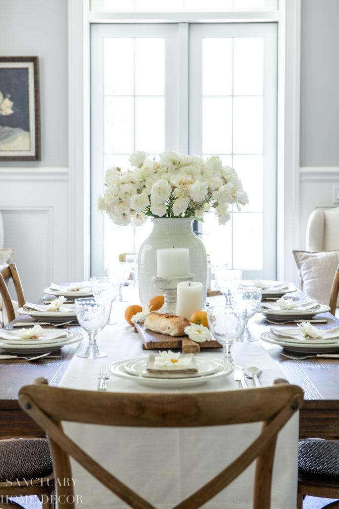 Summer Dining Room Update: A Fresh White Table Setting