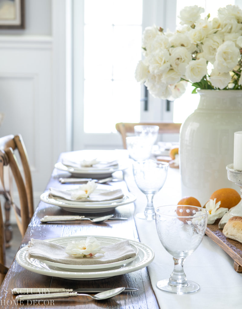 A Fresh White Farmhouse Table Setting