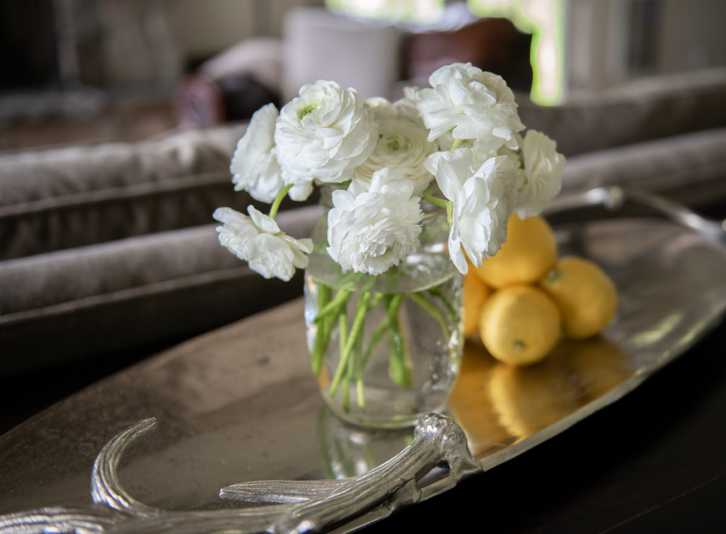 ranunculus in mason jar