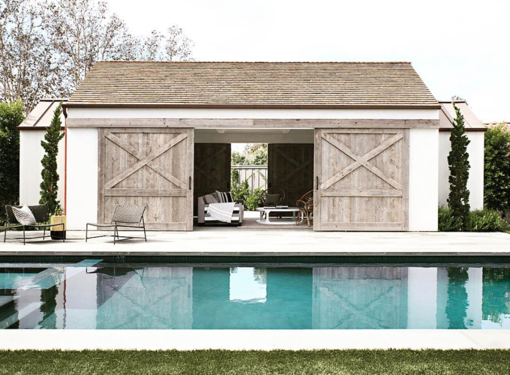 Modern Farmhouse Exterior with Wood Shutters