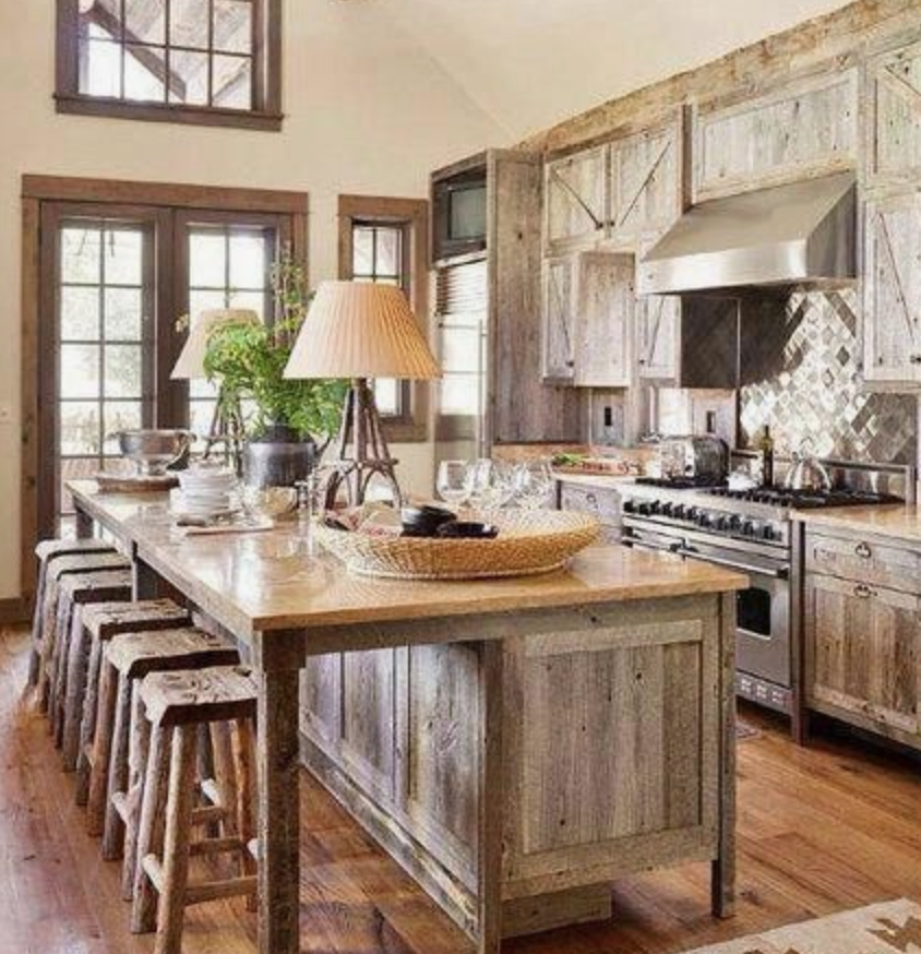 Modern Farmhouse Kitchen with reclaimed wood cabinets