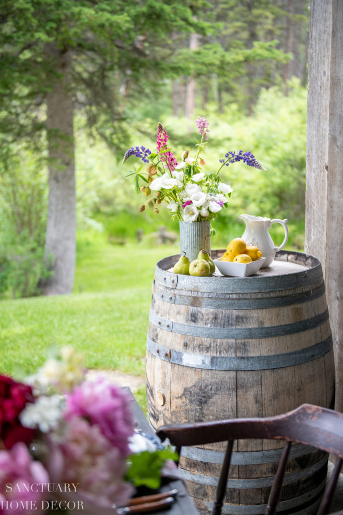 Wine barrel table