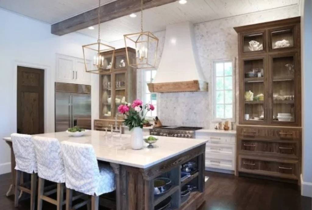 Modern Farmhouse Kitchen with reclaimed wood cabinets