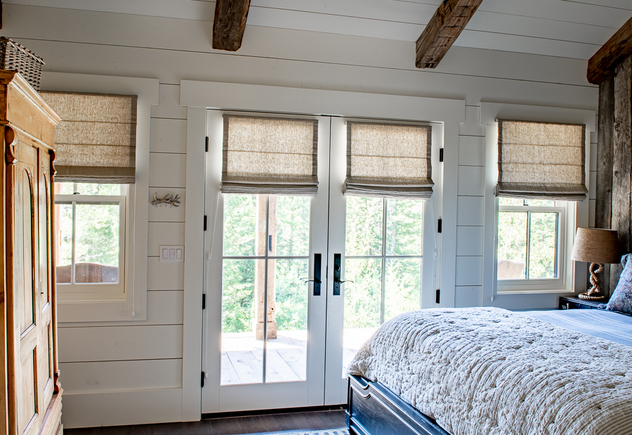 French doors with Smith and Noble Fabric Roman Shades
