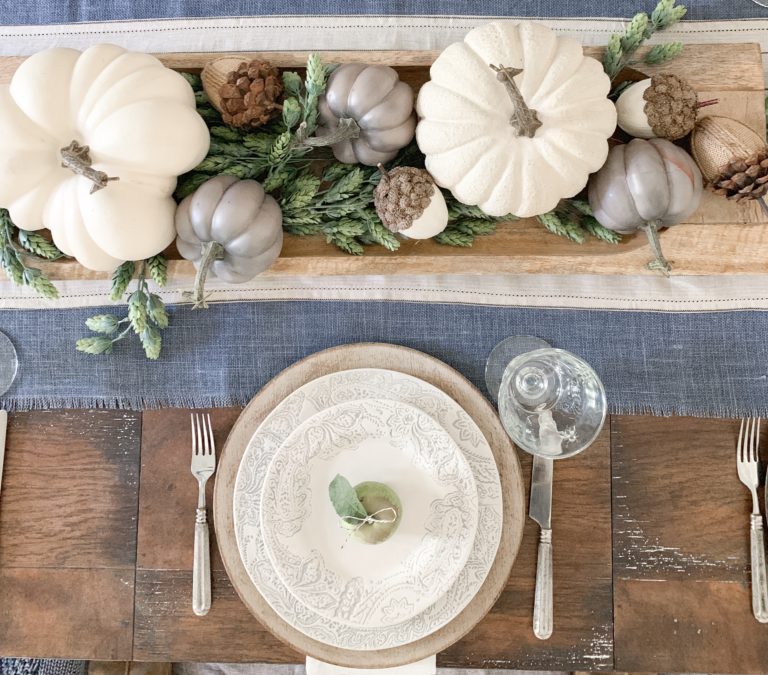 Neutral Color Fall Table Setting Ideas For Setting A Neutral Fall Table - Sanctuary Home Decor