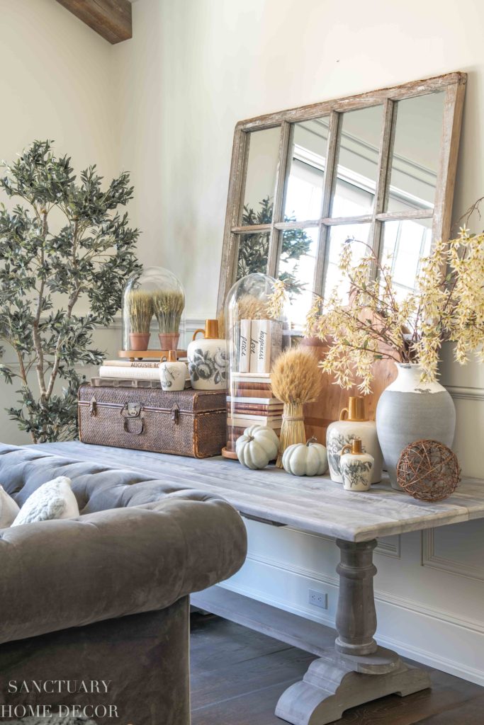 Fall vignette with wheat and soft gray tones