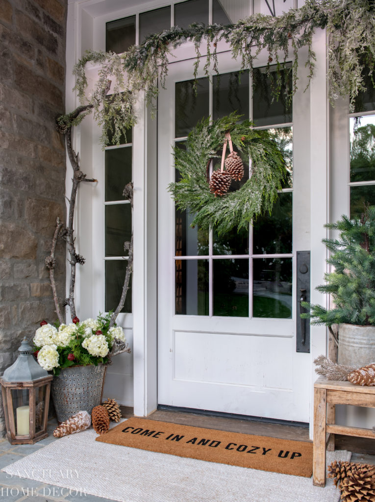 Neutral Christmas Front Porch Decor - Sanctuary Home Decor