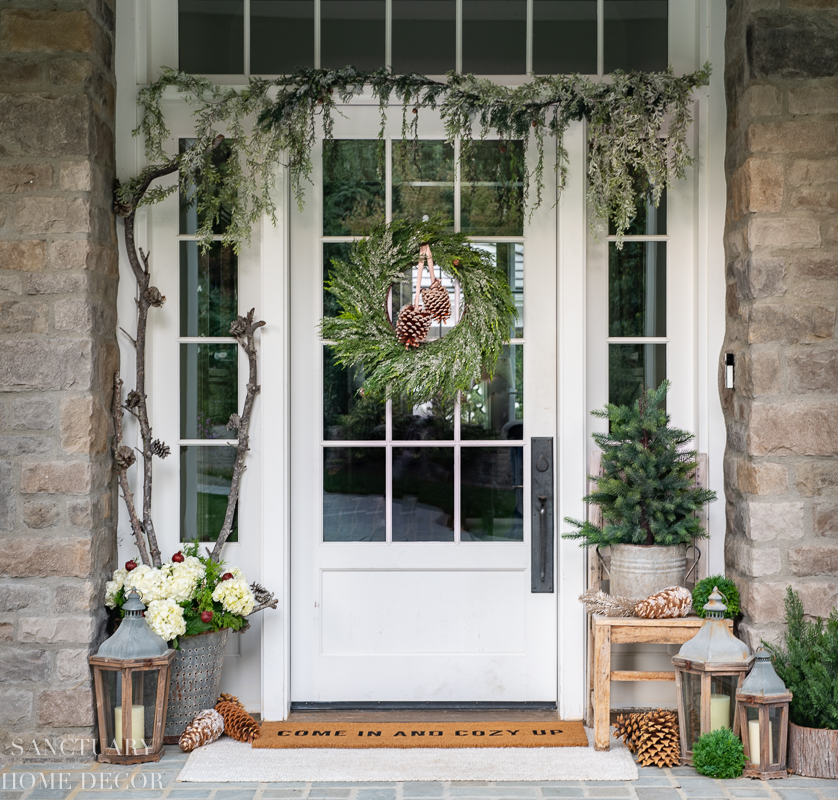 Neutral Christmas Front Porch Decor - Sanctuary Home Decor