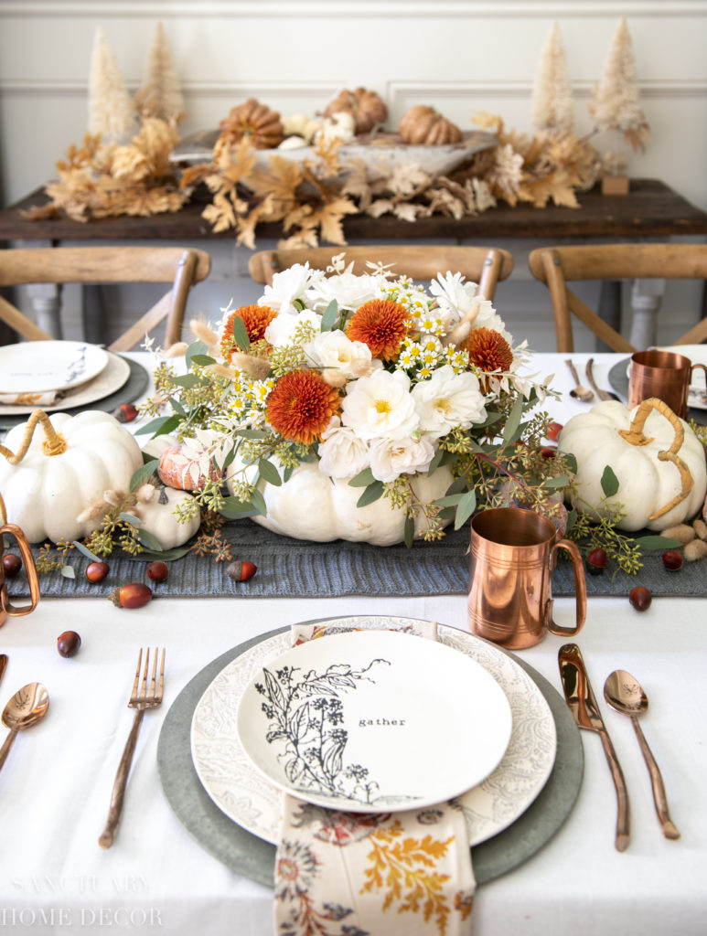 How To Set a Thanksgiving Table in Warm Fall Colors - Sanctuary Home Decor