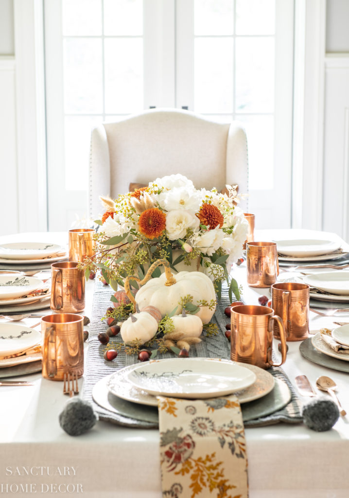 How To Set a Thanksgiving Table in Warm Fall Colors - Sanctuary Home Decor