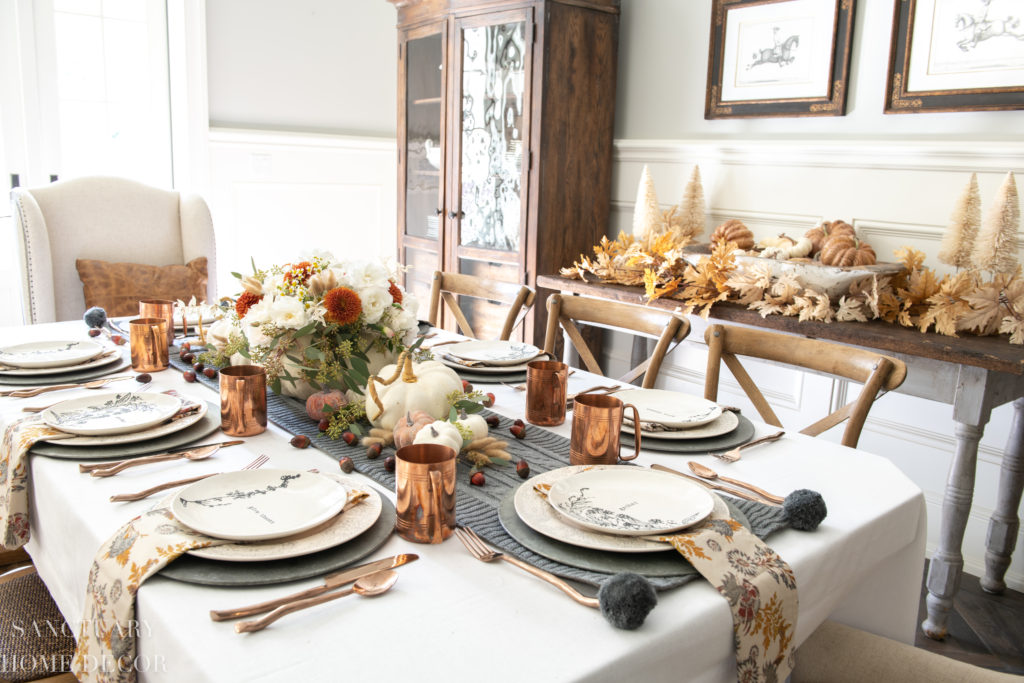 How To Set a Thanksgiving Table in Warm Fall Colors - Sanctuary Home Decor