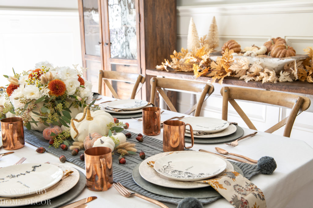 How To Set a Thanksgiving Table in Warm Fall Colors - Sanctuary Home Decor