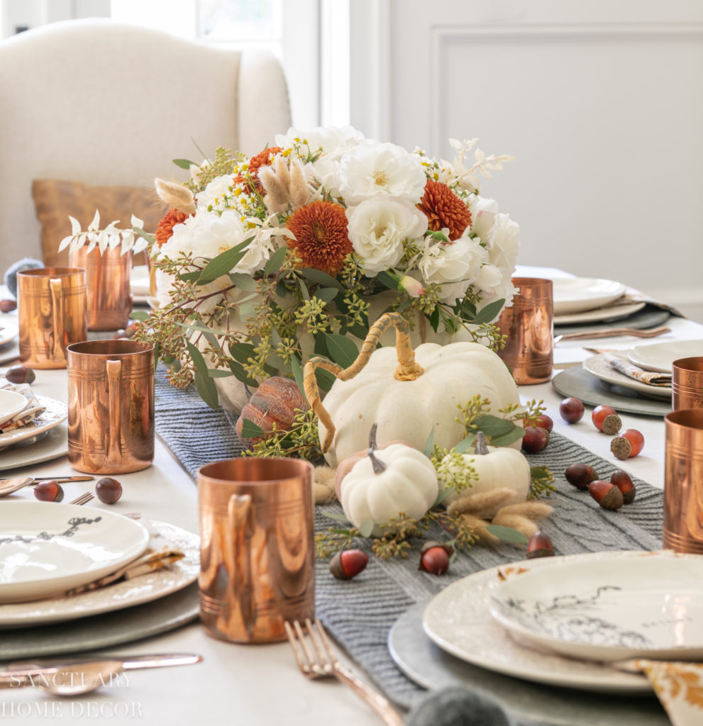 How To Set a Thanksgiving Table in Warm Fall Colors - Sanctuary Home Decor