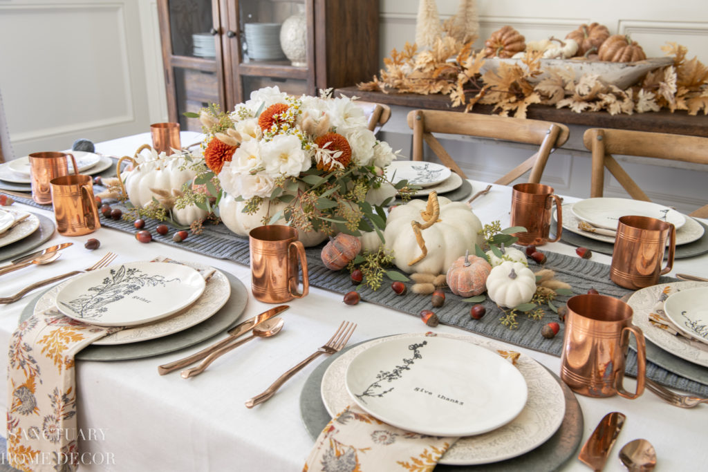 How To Set a Thanksgiving Table in Warm Fall Colors - Sanctuary Home Decor