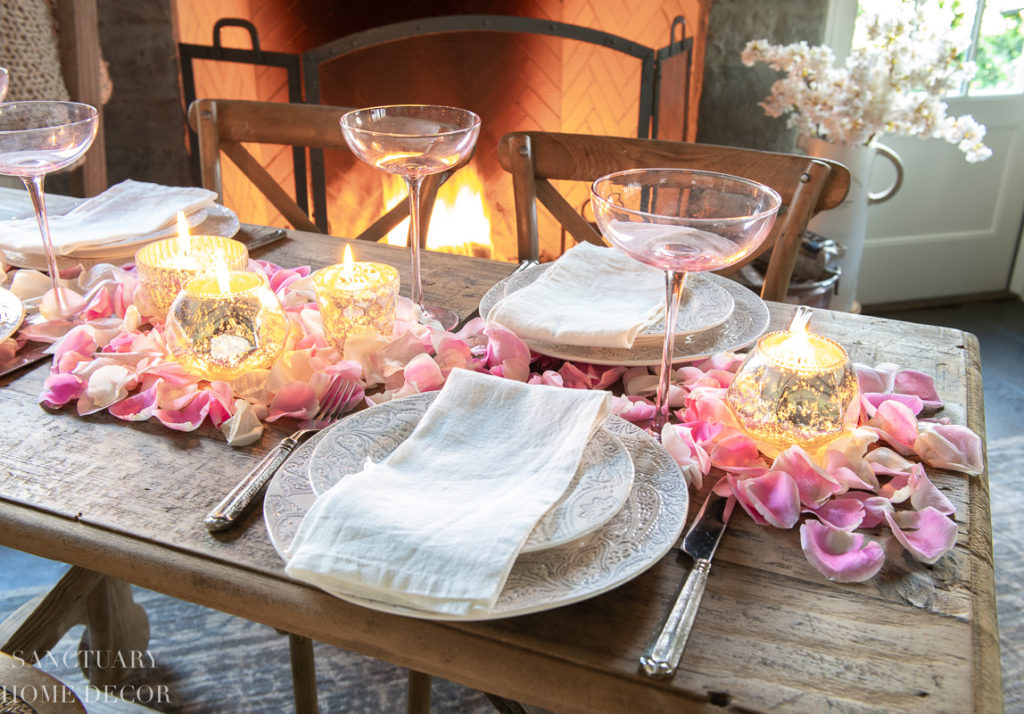 Romantic Fireside Valentine's Day Table Setting - Sanctuary Home Decor