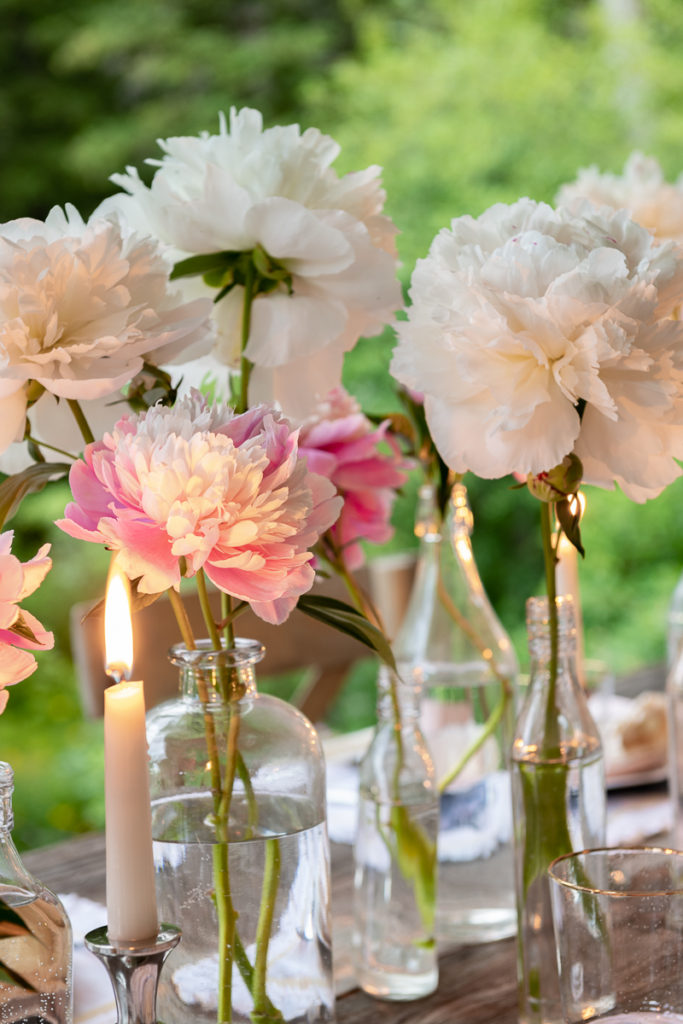 15 Floral Candles Centerpieces with Peony Flowers