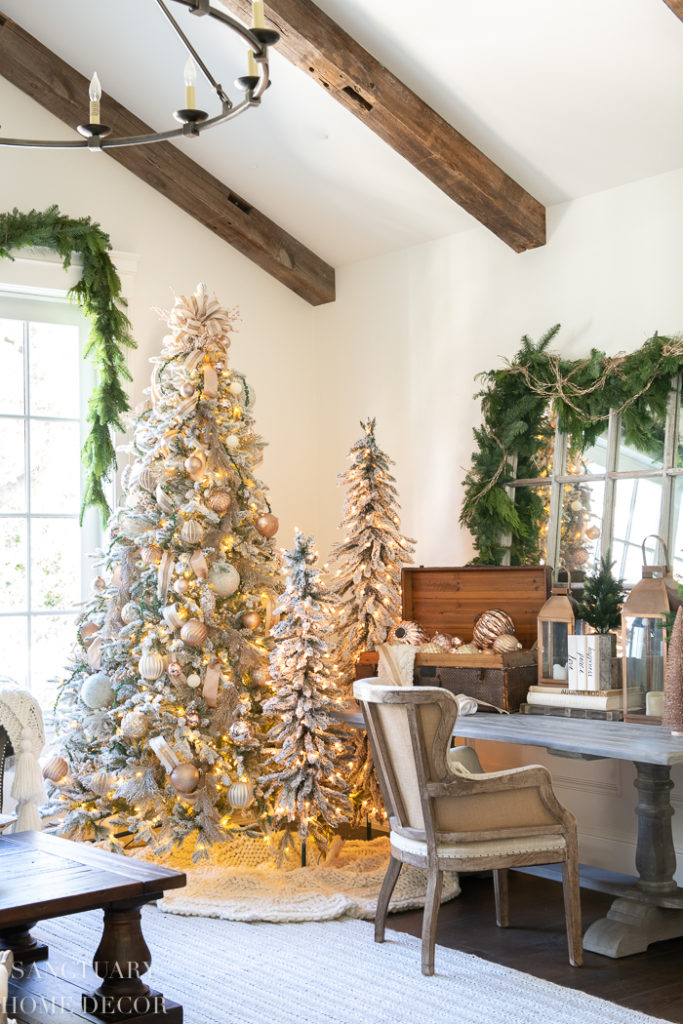 How-to Style a Gold & Neutral Flocked Christmas Tree - SBK Living