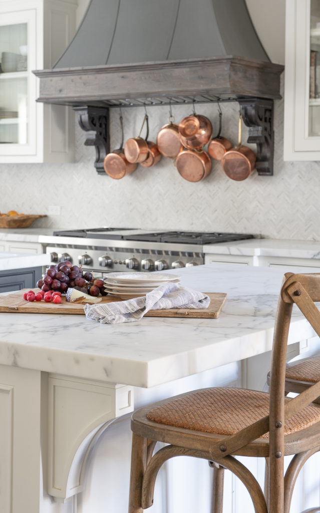 Rustic kitchen with marble countertop and delicious meal