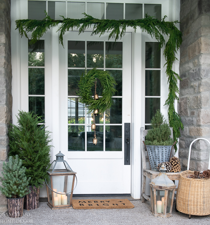 How to Create a Wintry Front Door Basket for Christmas